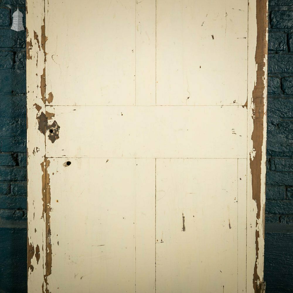 Pine Panelled Door, White Distressed Paint Finish photo for sale