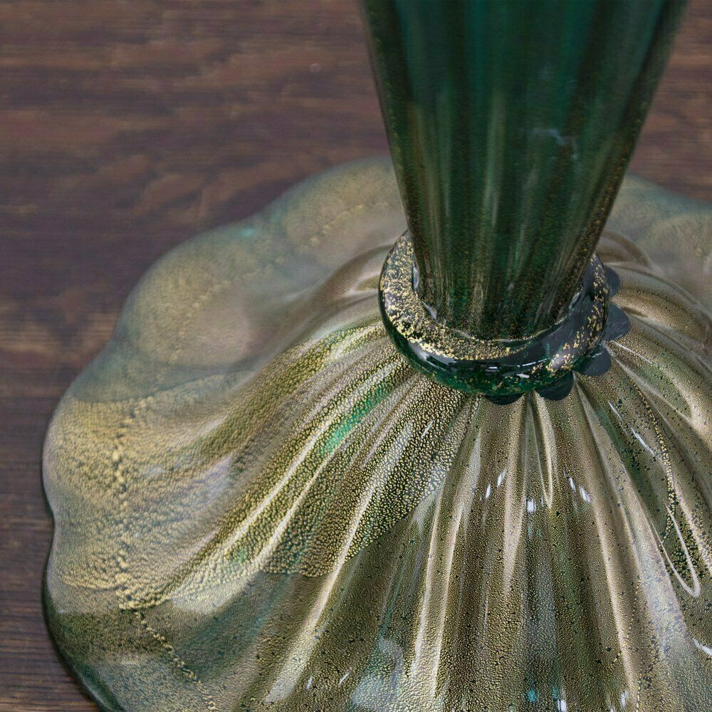 Italian Blown Glass Table Lamps With Gold Leaf Decorations, 1980s, Set Of 2 photo vintage
