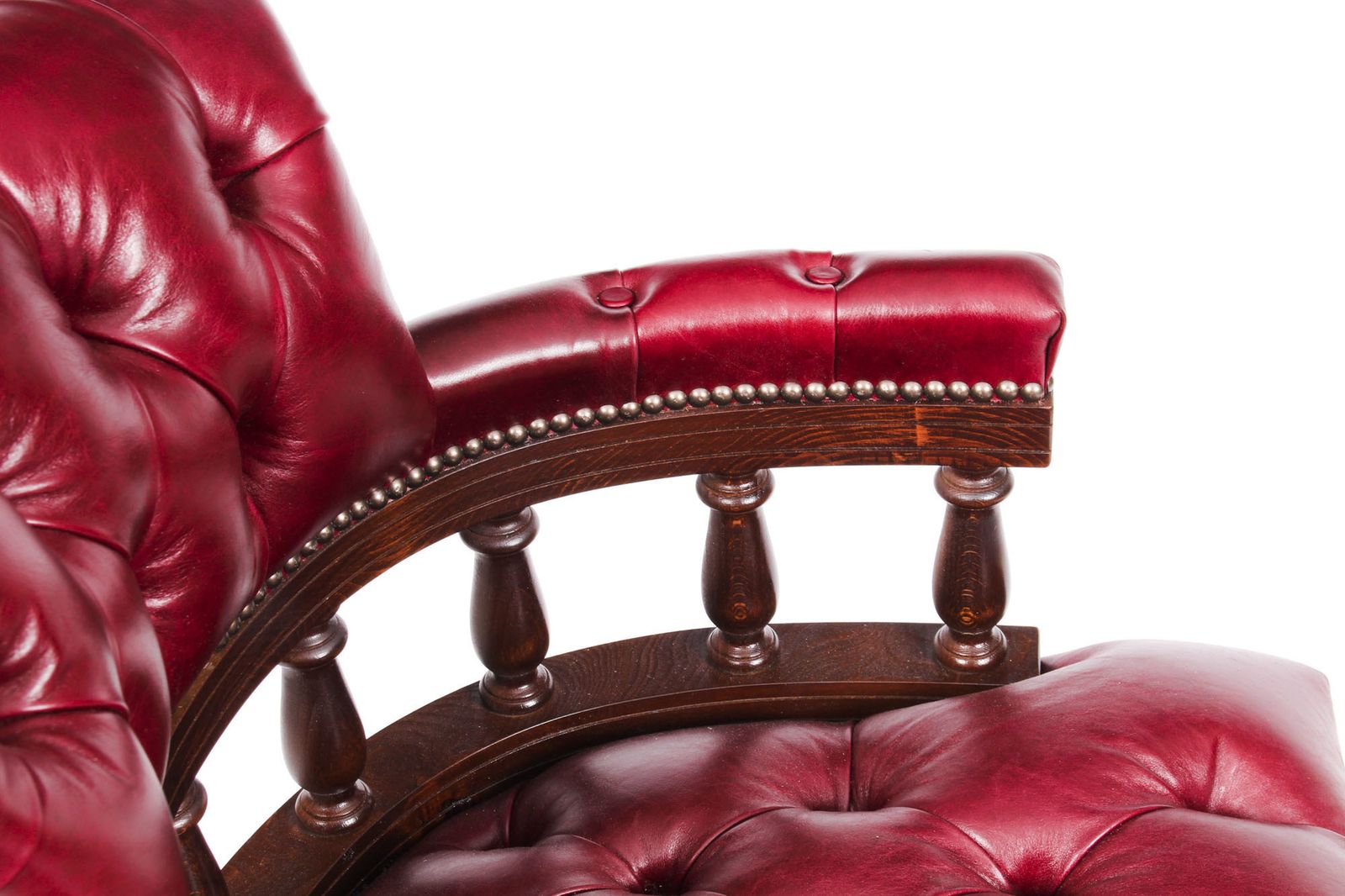 Bespoke English Hand Made Leather Captains Desk Chair Burgundy photo buy