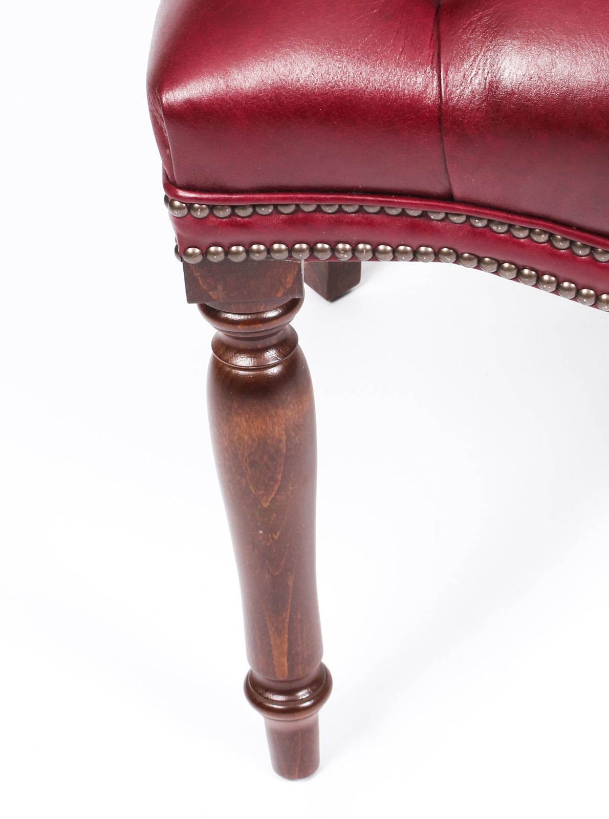 Bespoke English Hand Made Leather Captains Desk Chair Burgundy photo vintage