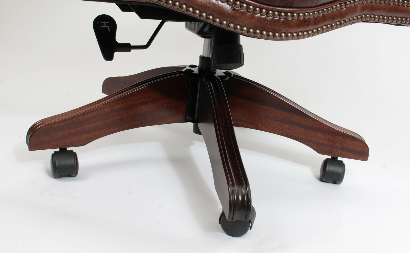 photo furniture Bespoke English Hand Made Leather Captains Desk Chair Dark Brown Colour