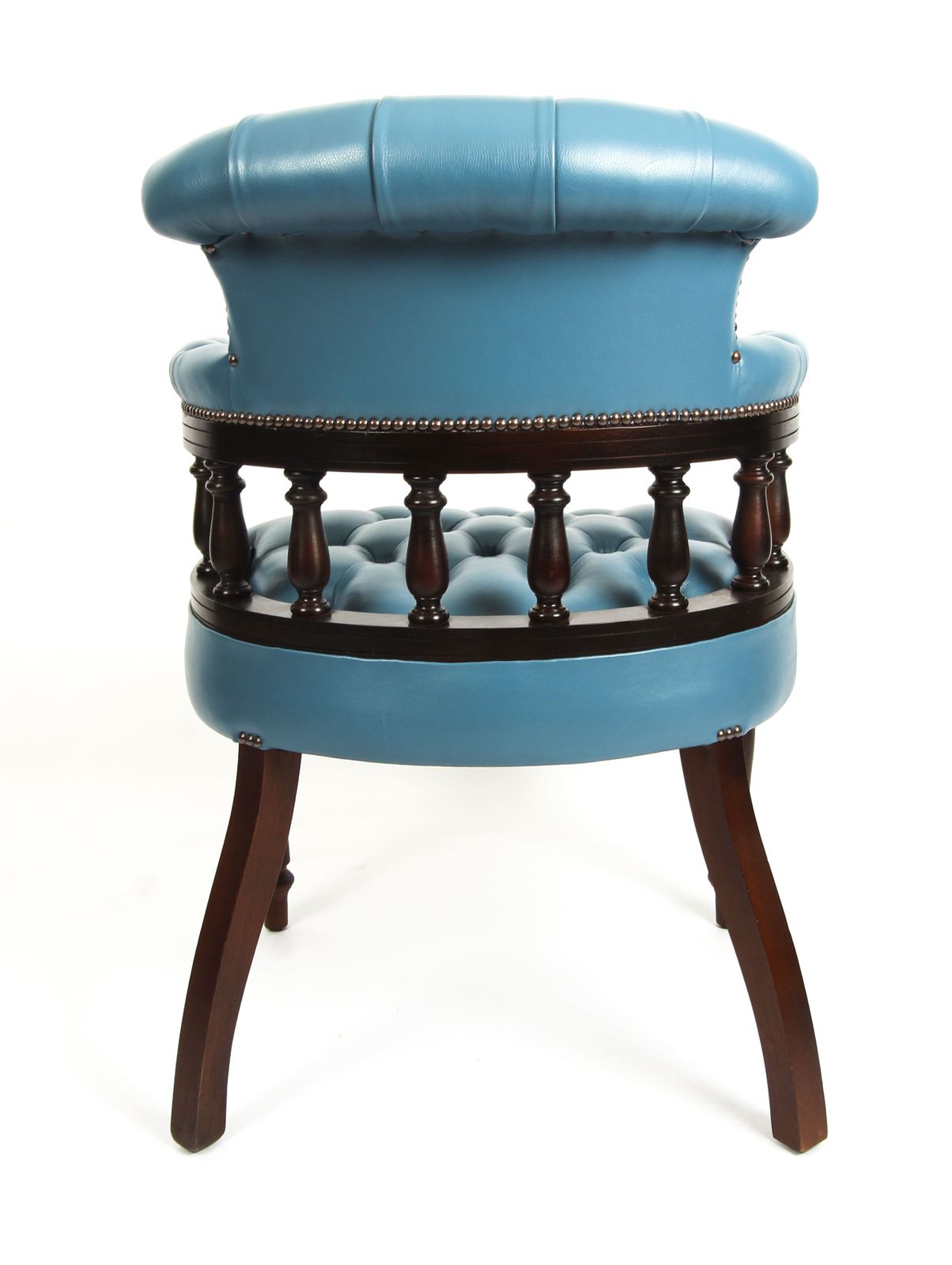 Bespoke English Hand Made Leather Captains Desk Chair Blue Teal photo buy