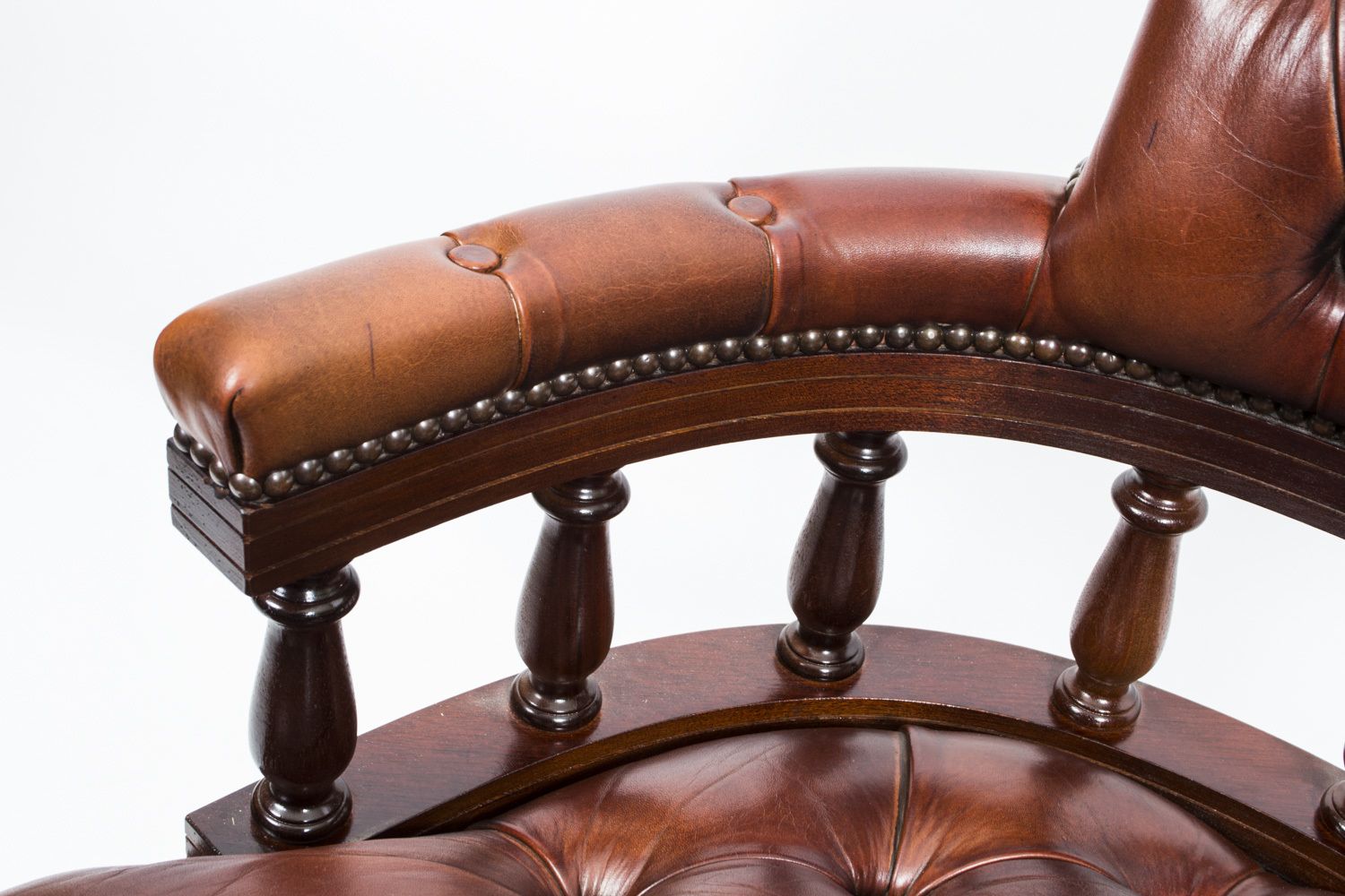Bespoke English Hand Made Leather Captains Desk Chair Bruciato photo vinterior