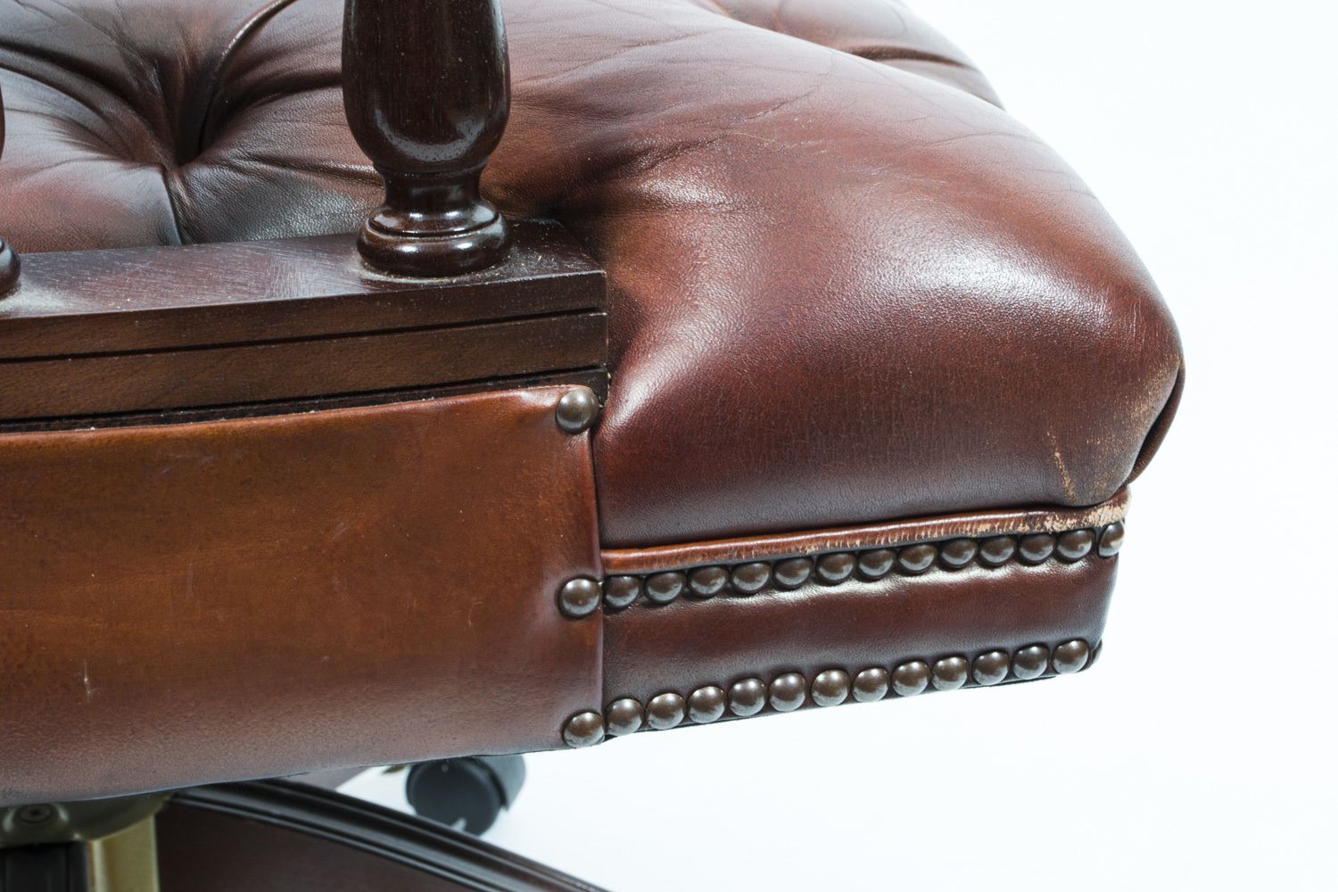 Furniture Bespoke English Hand Made Leather Captains Desk Chair Bruciato photo