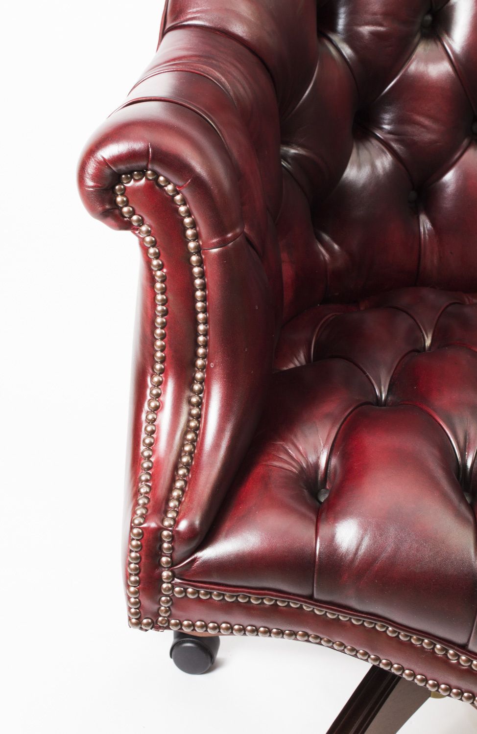 Bespoke English Hand Made Leather Directors Desk Chair Ox Blood photo vinterior