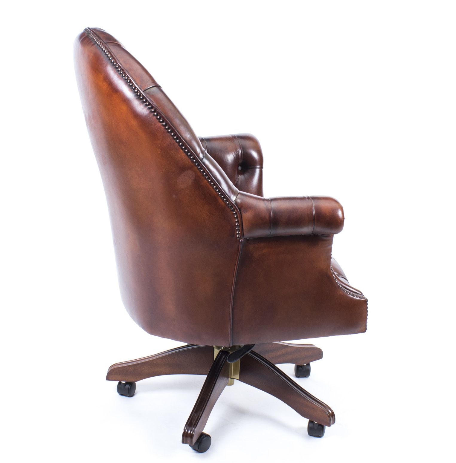 Bespoke English Hand Made Leather Directors Desk Chair Bbo photo for sale