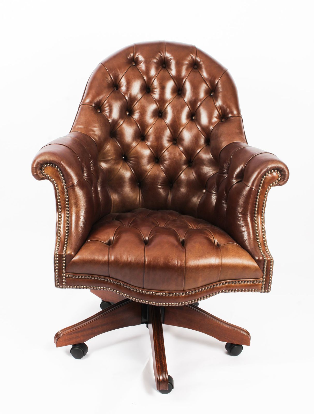 Bespoke English Hand Made Leather Directors Desk Chair Hazel photo furniture