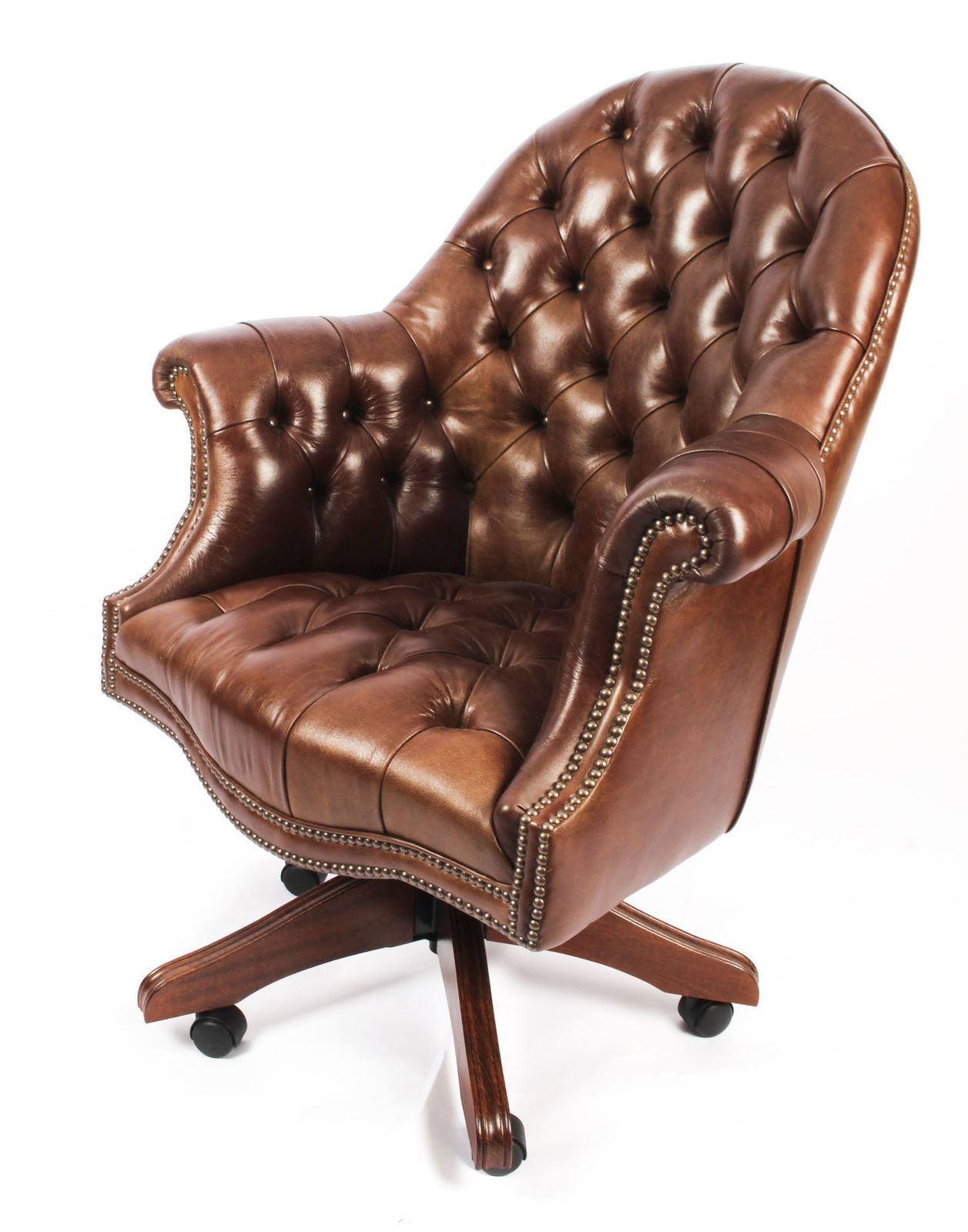 Bespoke English Hand Made Leather Directors Desk Chair Hazel photo for sale