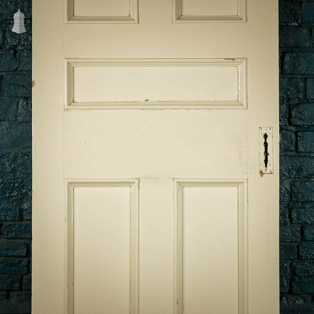Pine Panelled Door, Moulded 5 Panel Door With White Painted Finish photo for sale