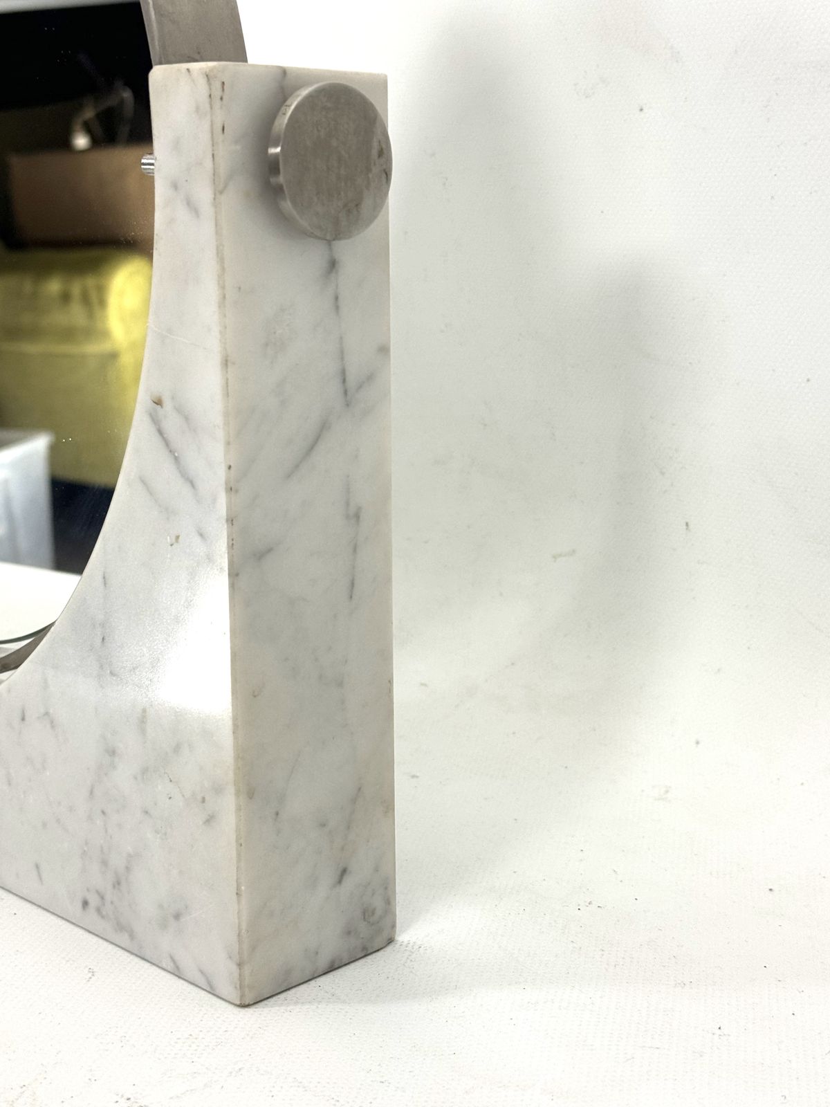 Angelo Mangiarotti, Mid Century Vanity Mirror In Carrara Marble. Italy 1960s photo furniture