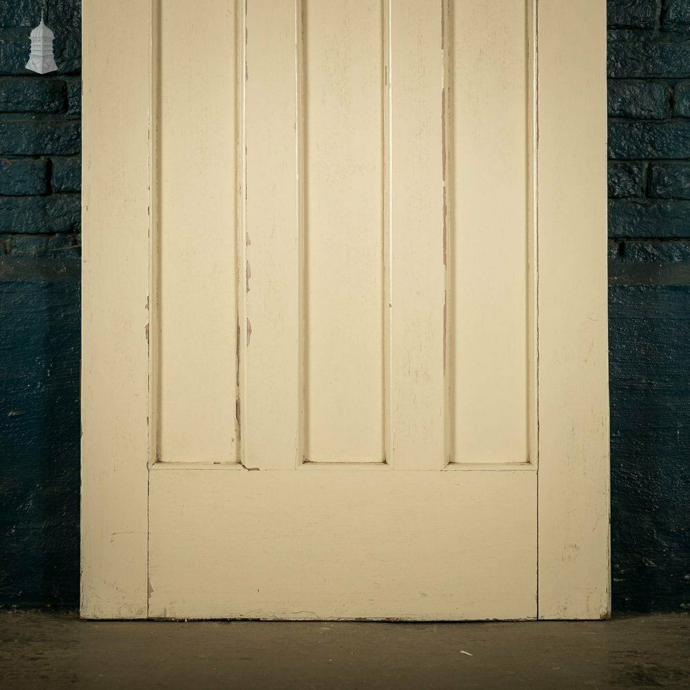 Pine Panelled Door, White Painted, 1 Over 3 Panel 1930’s Style Door photo 180.0