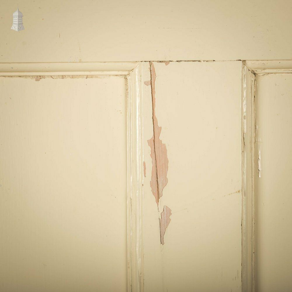 photo vintage Pine Panelled Door, White Painted, 1 Over 3 Panel 1930’s Style Door