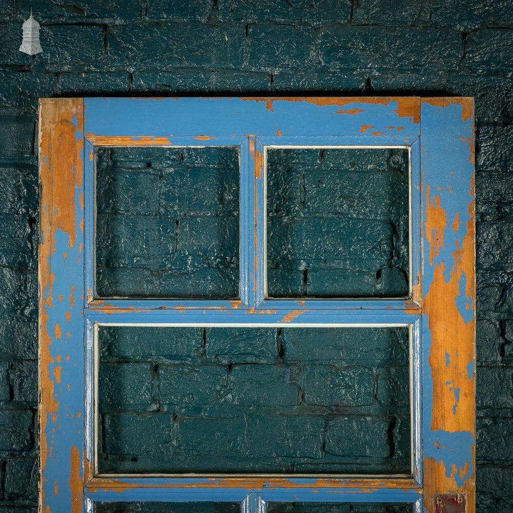 photo furniture Half Glazed Door, Pine With Blue Painted Finish