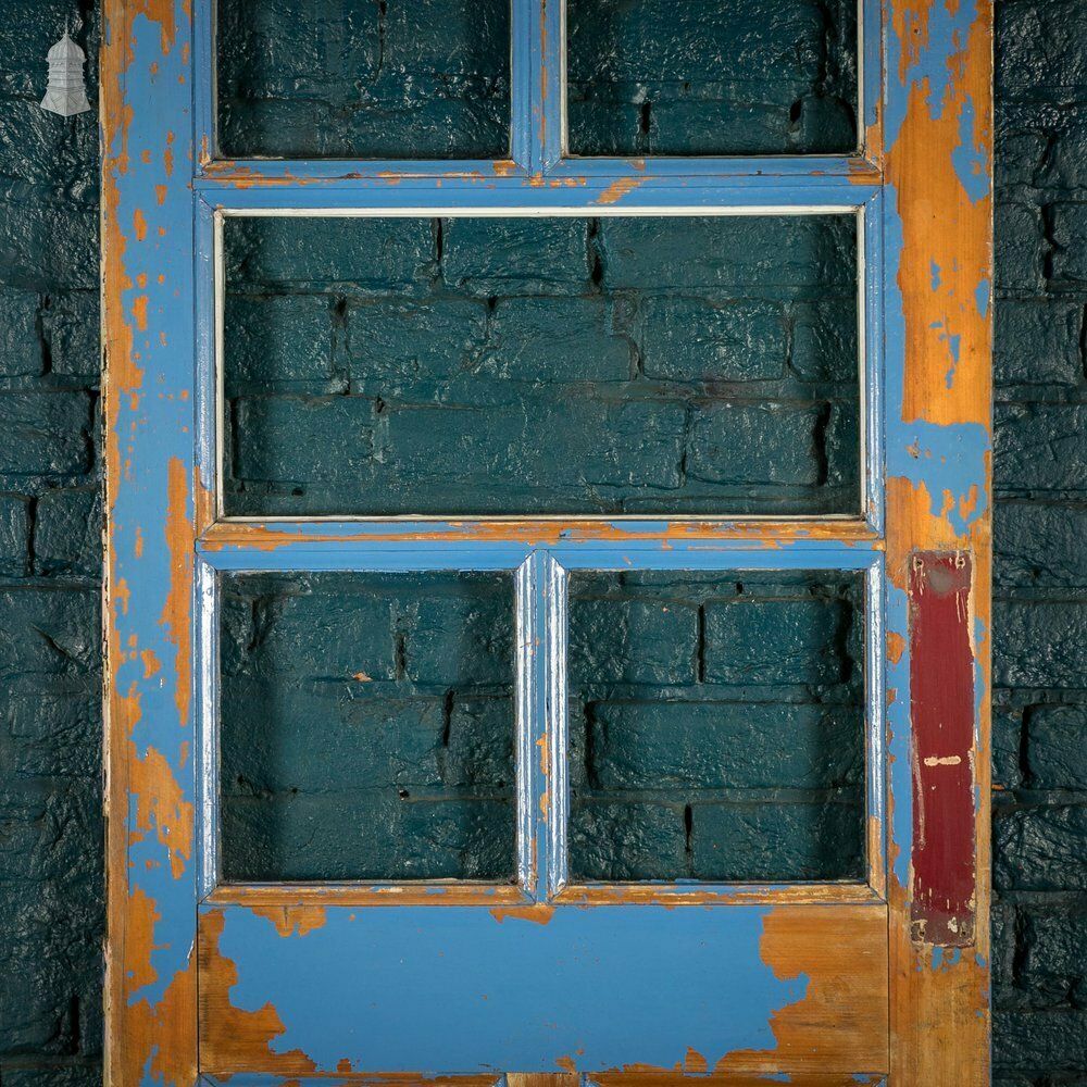 photo for sale Half Glazed Door, Pine With Blue Painted Finish