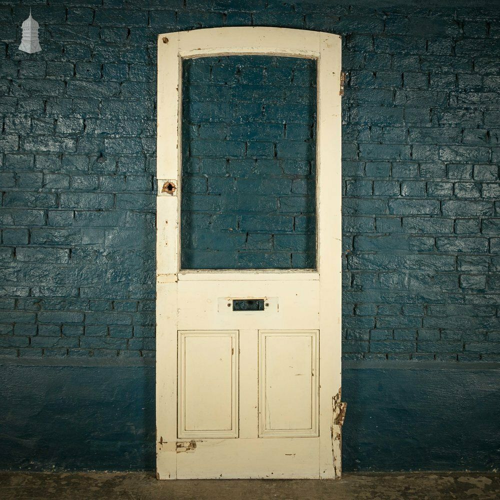 photo furniture Half Glazed Door, Arched Top And White Painted Finish