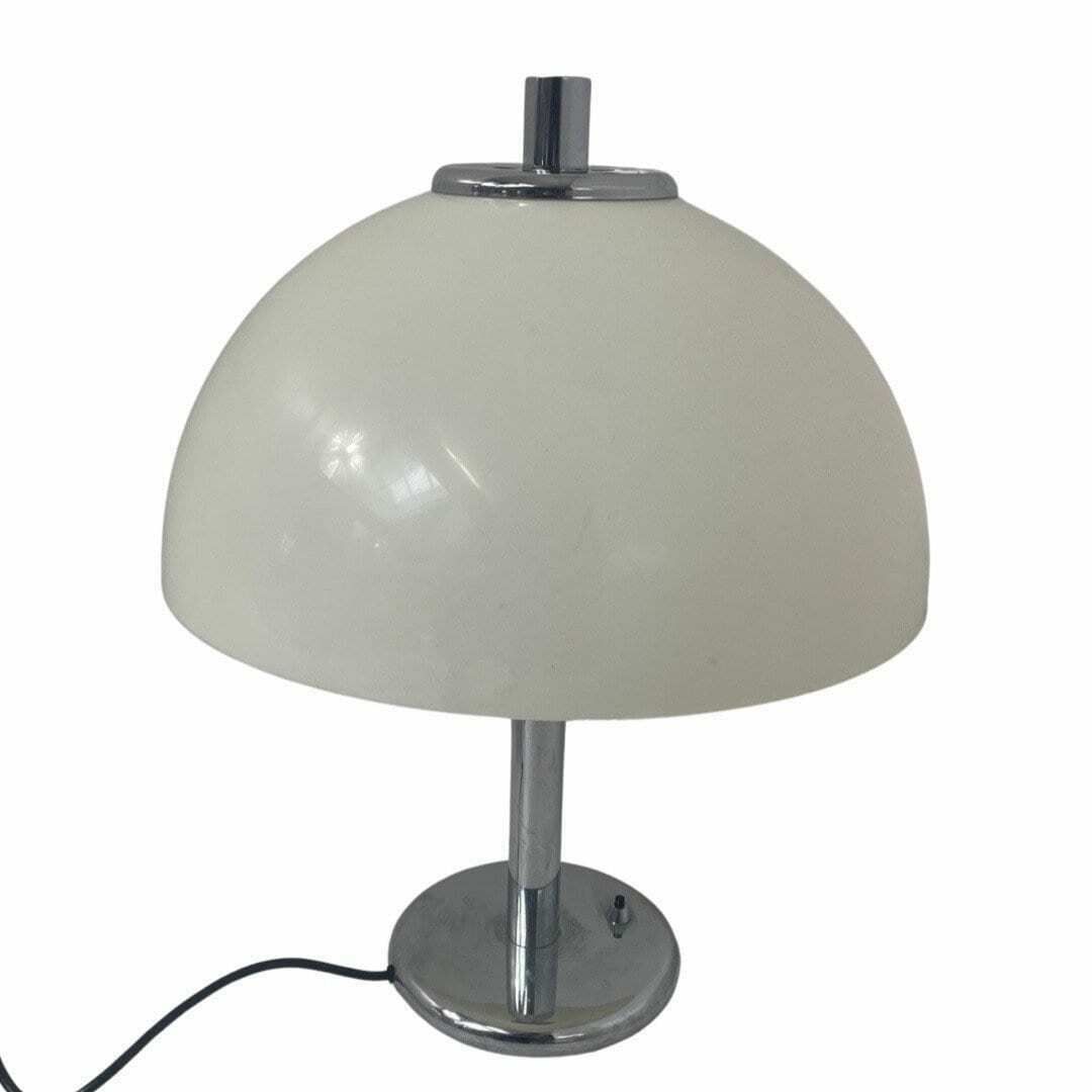 Egon Hillebrand   Table Lamp   Space Age   Mushroom Lamp   White Acrylic Shade And Chromed Base