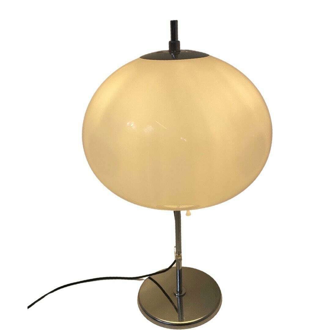 Gepo   Table Lamp   Space Age   Mushroom Lamp   White Acrylic Shade And Chromed Base photo buy