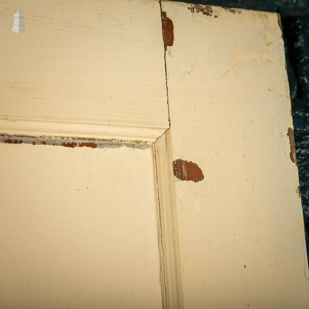 Pine Panelled Door, 1 Over 3 Panel White Painted 1930’s Style Door photo vinterior