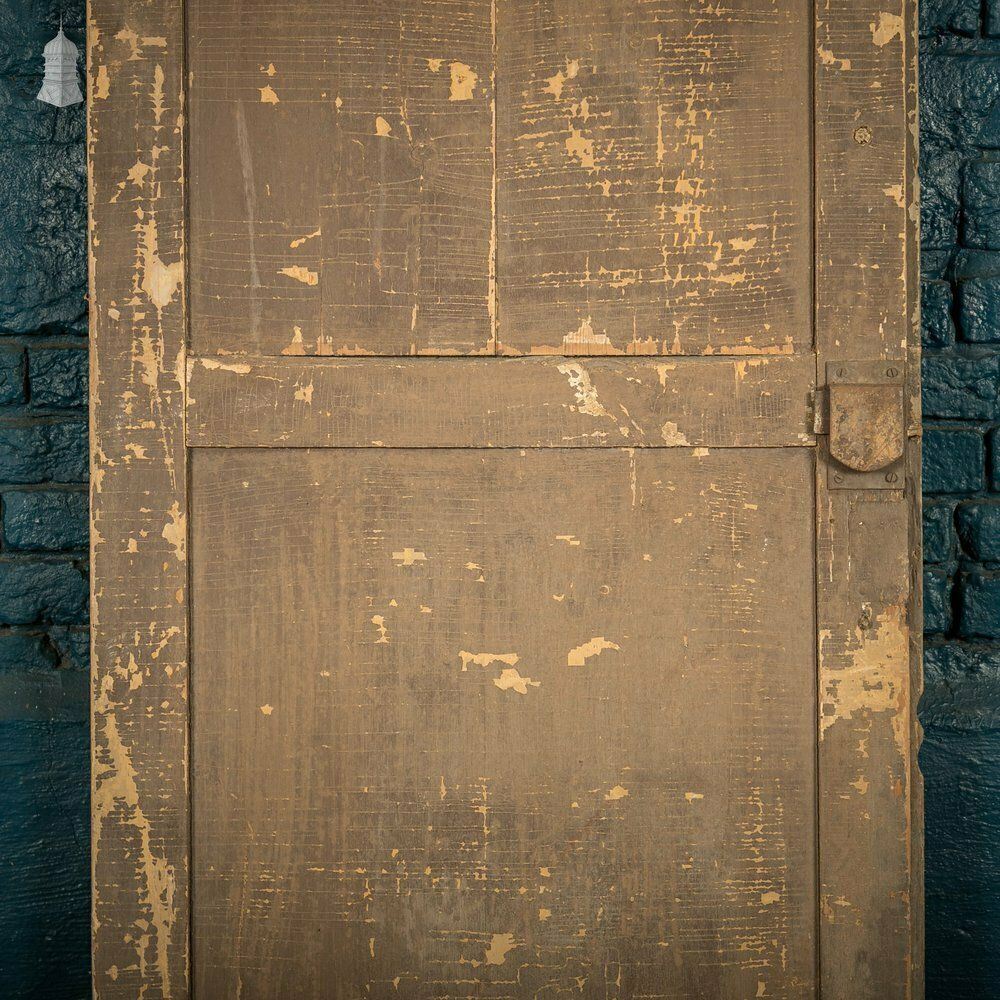 photo for sale French Cupboard Door, 18th C Moulded 2 Panel Pine Door With Distressed Painted Finish