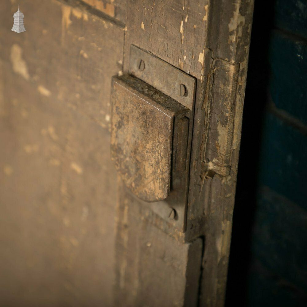 696.0 French Cupboard Door, 18th C Moulded 2 Panel Pine Door With Distressed Painted Finish photo