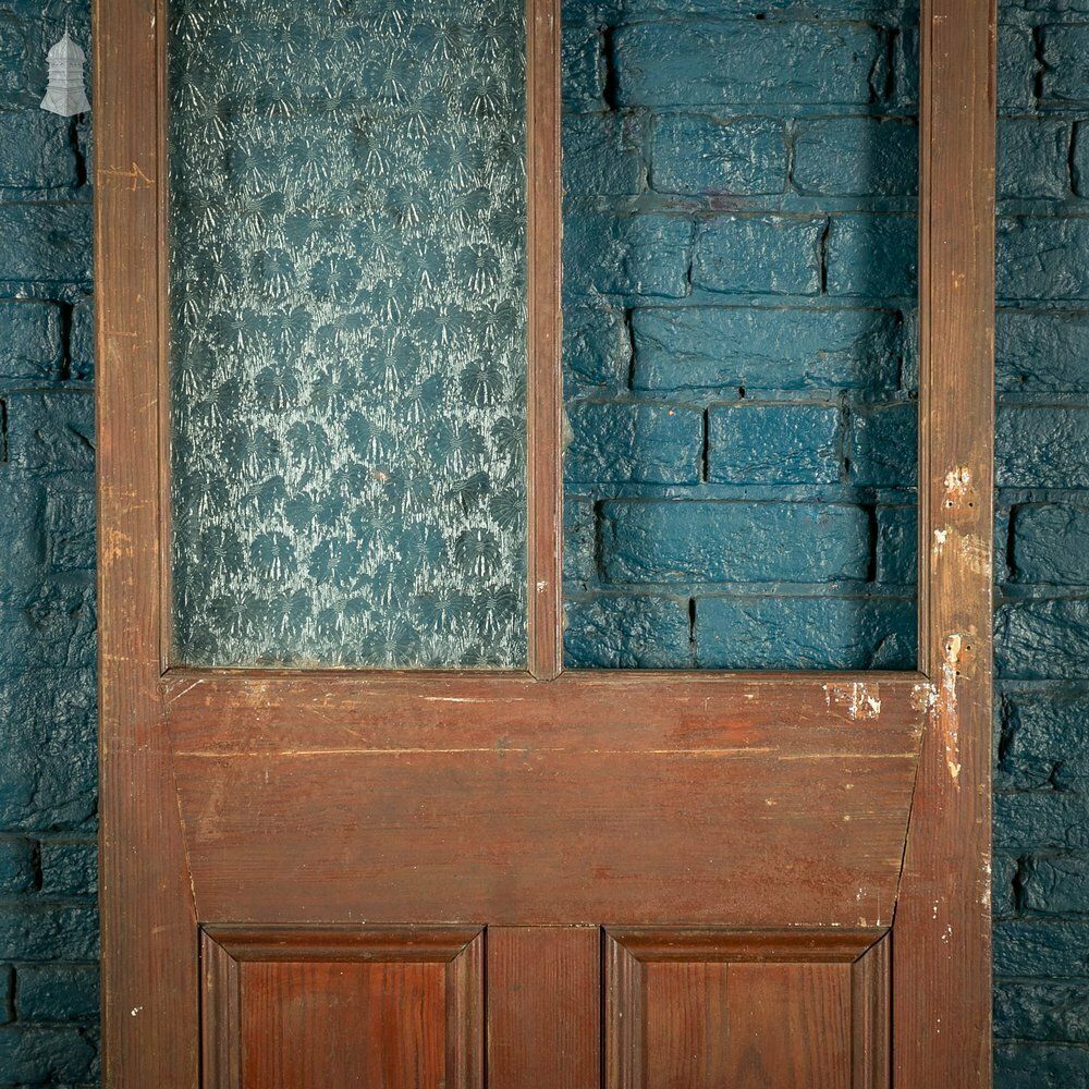 photo for sale Half Glazed Door, Pine Gunstock Rails, Floral Textured Glazing