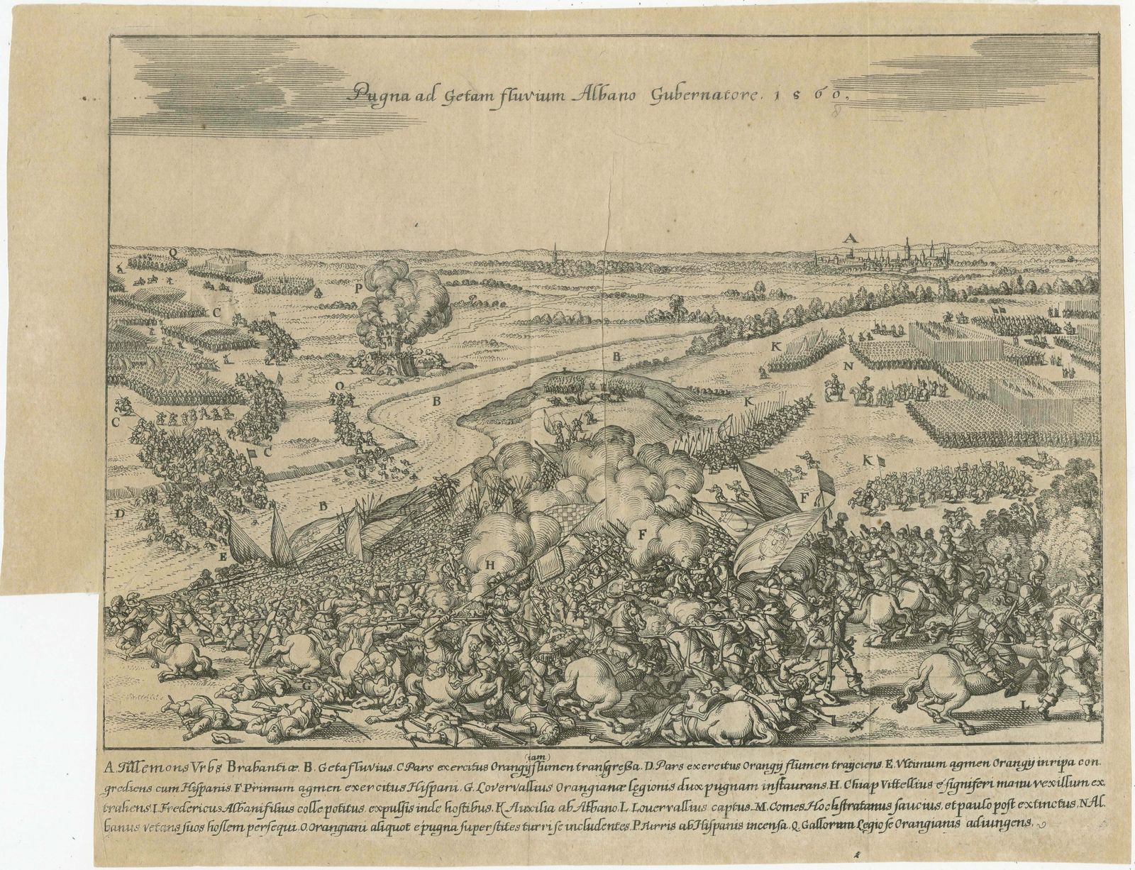 Defeat At River Gete: The Fall Of Orange To Alva In 1568, Published In 1730 photo for sale