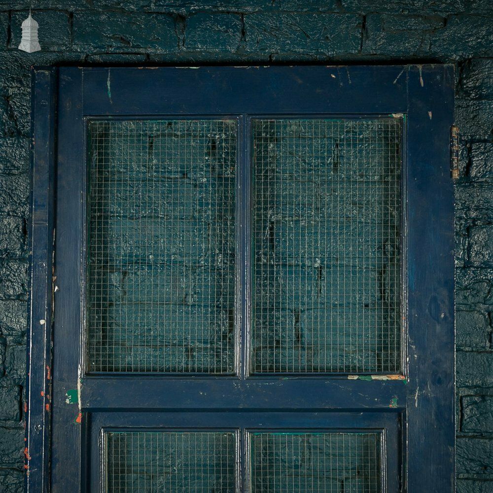 photo for sale Half Glazed Door, Painted Pitch Pine Fitted With Wired Safety Glass