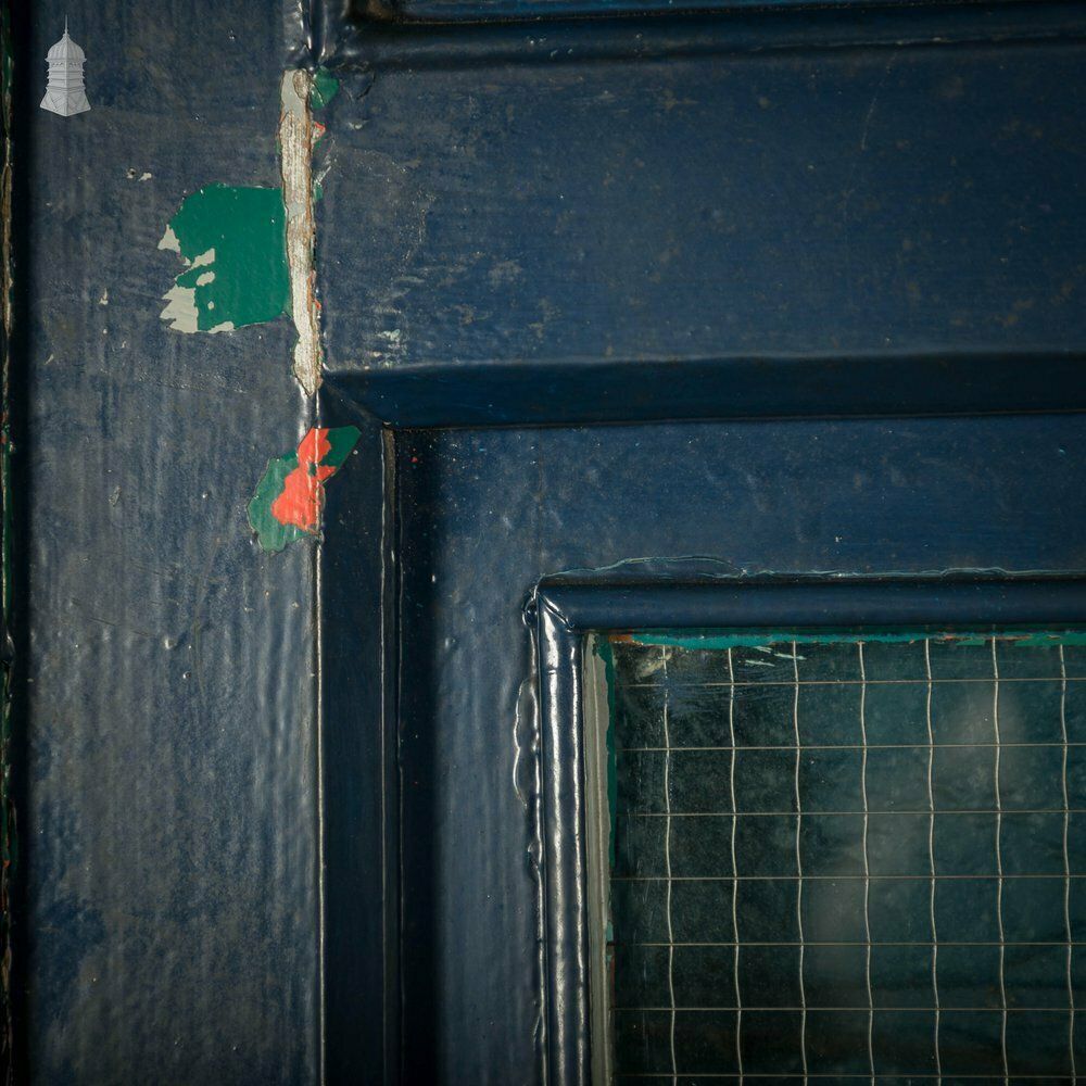 photo vintage Half Glazed Door, Painted Pitch Pine Fitted With Wired Safety Glass