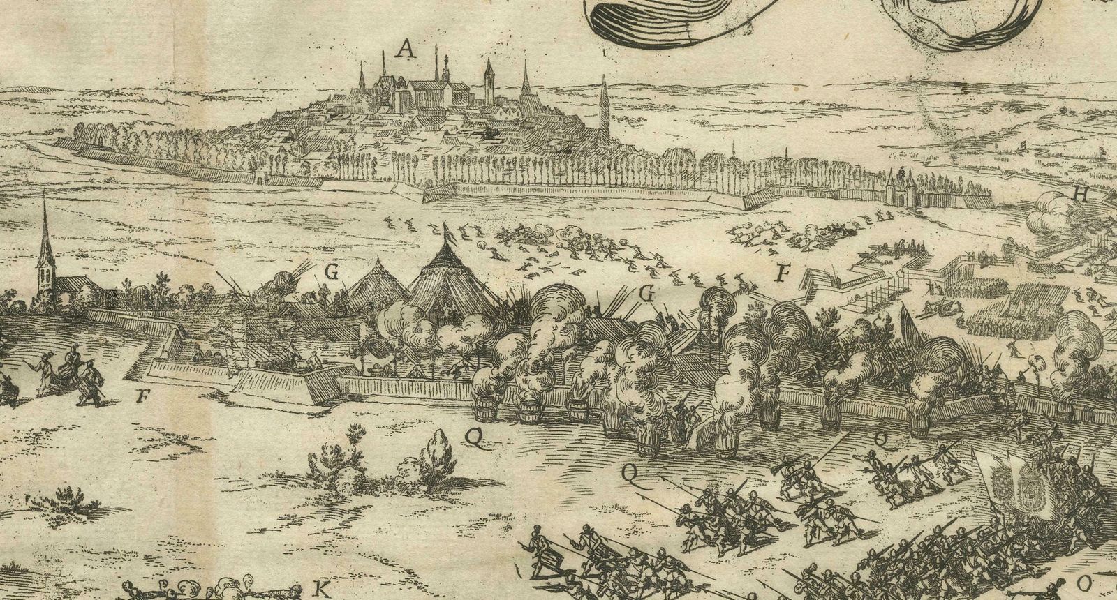 Old Engraving Of The Battle Of Bergen In Hainaut During The Eighty Years', 1632 photo 915.0