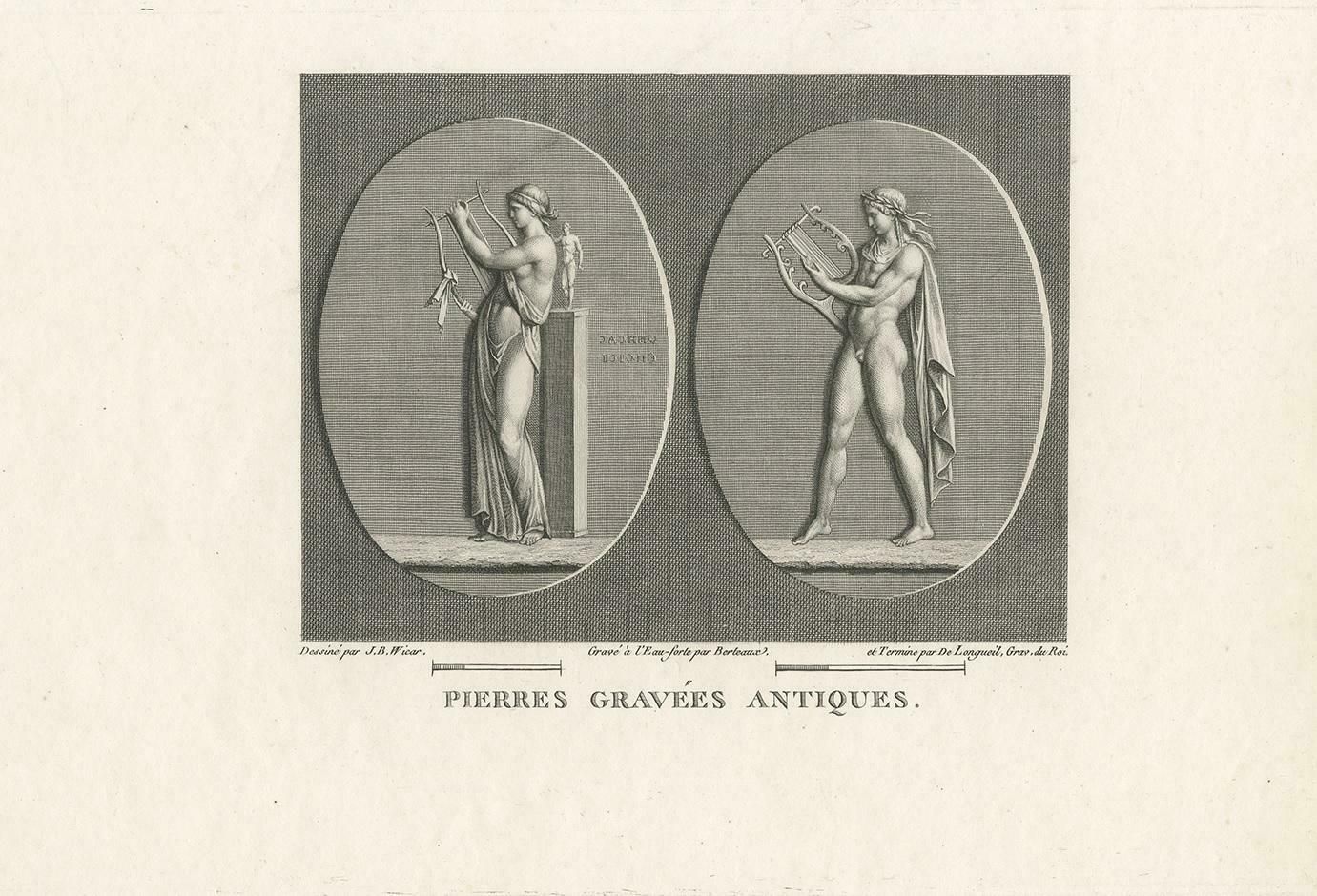 Antique Print Of Figures Playing The Lira, Circa 1810 photo furniture