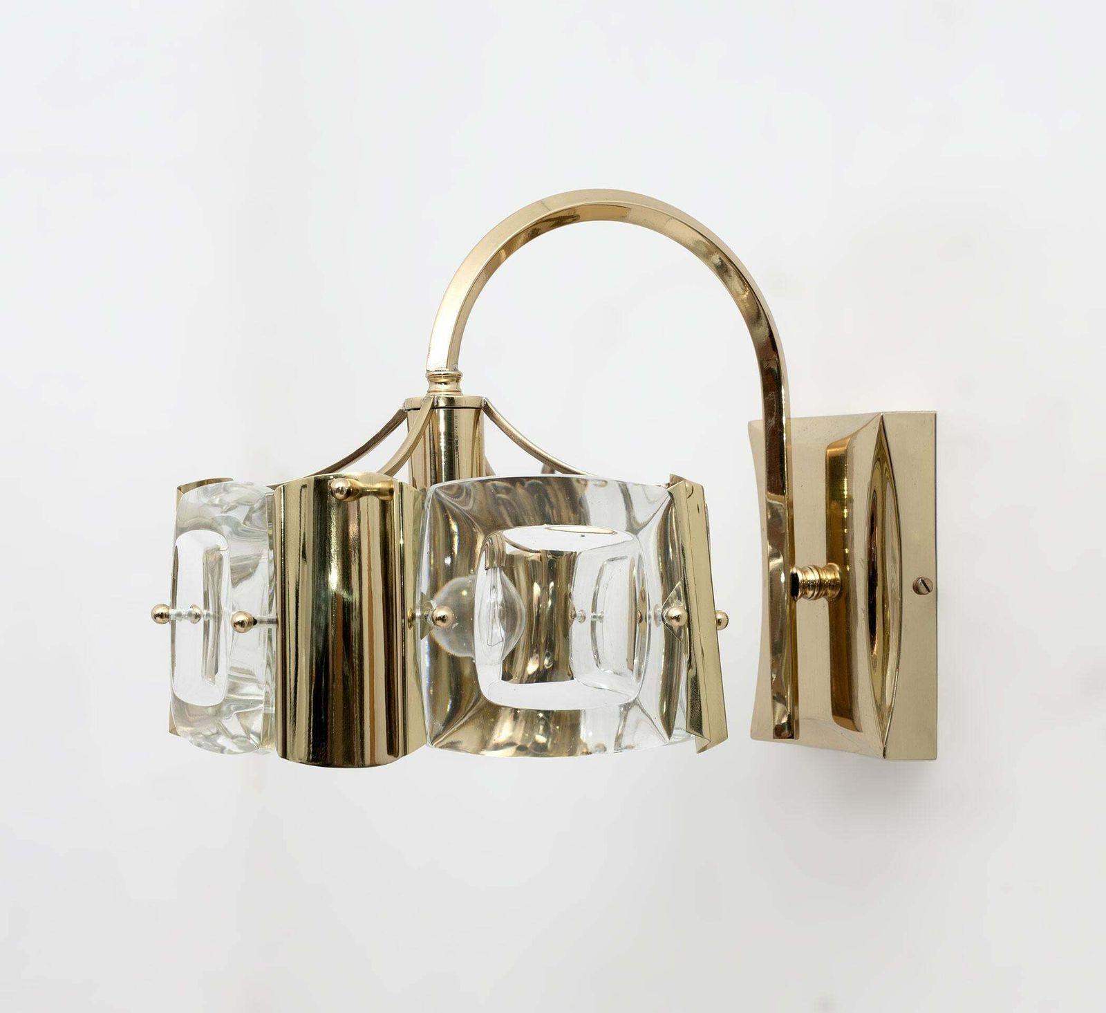 Oscar Torlasco Mid Century Modern Italian Glass And Brass Sconces By Stilkronen photo furniture