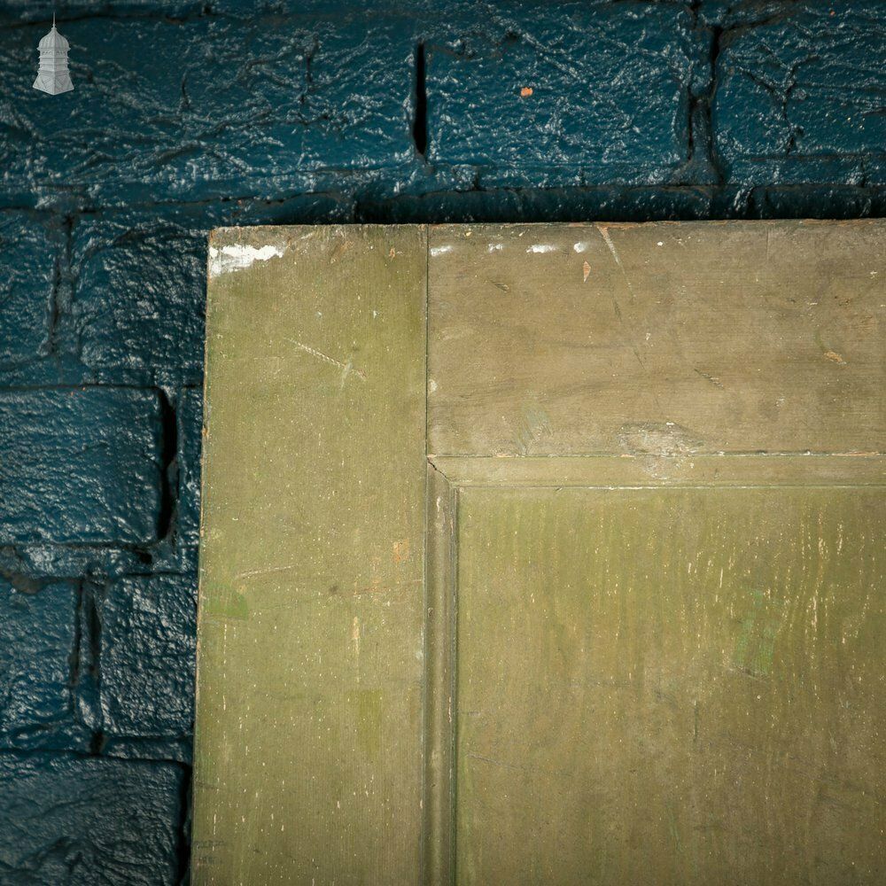 Pine Panelled Door, 1930s 4 Moulded Panels Green Stained Finish photo vinterior