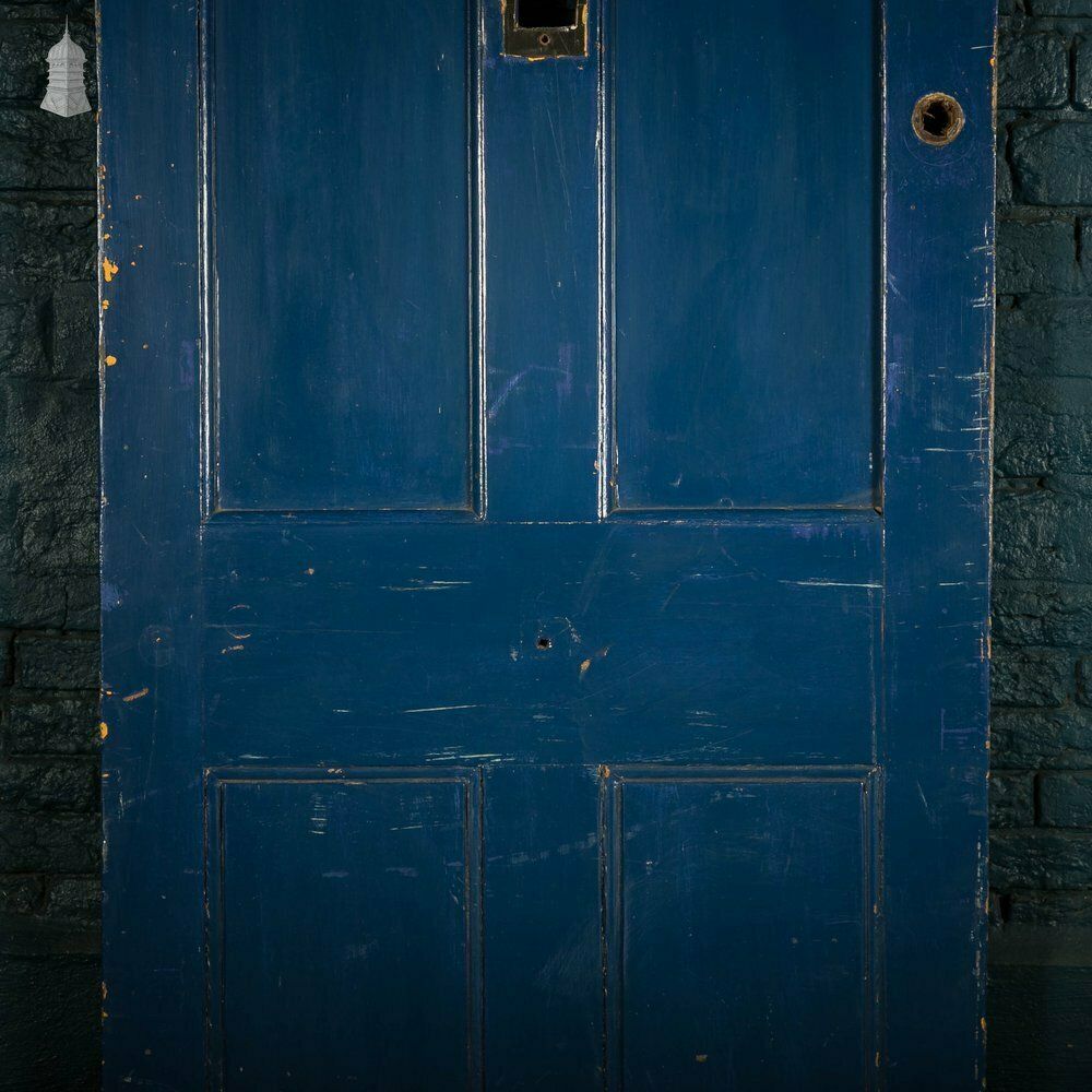 Pine Panelled Door, 4 Panel Blue Painted Front Door photo for sale