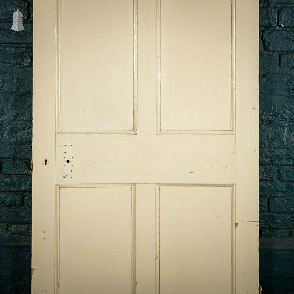 Pine Panelled Door, 4 Panel White Painted photo for sale