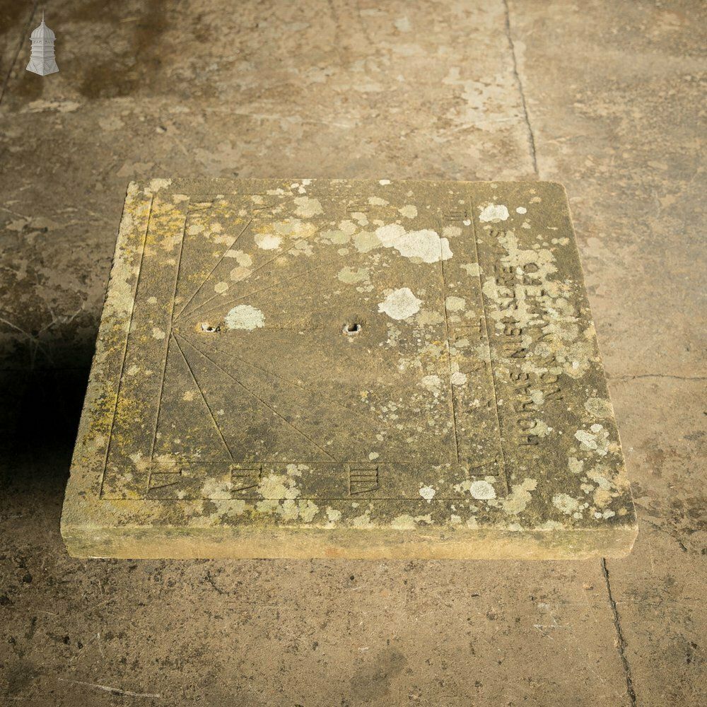 Vertical Sundial Base, 19th C Sandstone Wall Sun Dial – “I Do Not Count The Hours Unless They Are Clear”. photo vintage