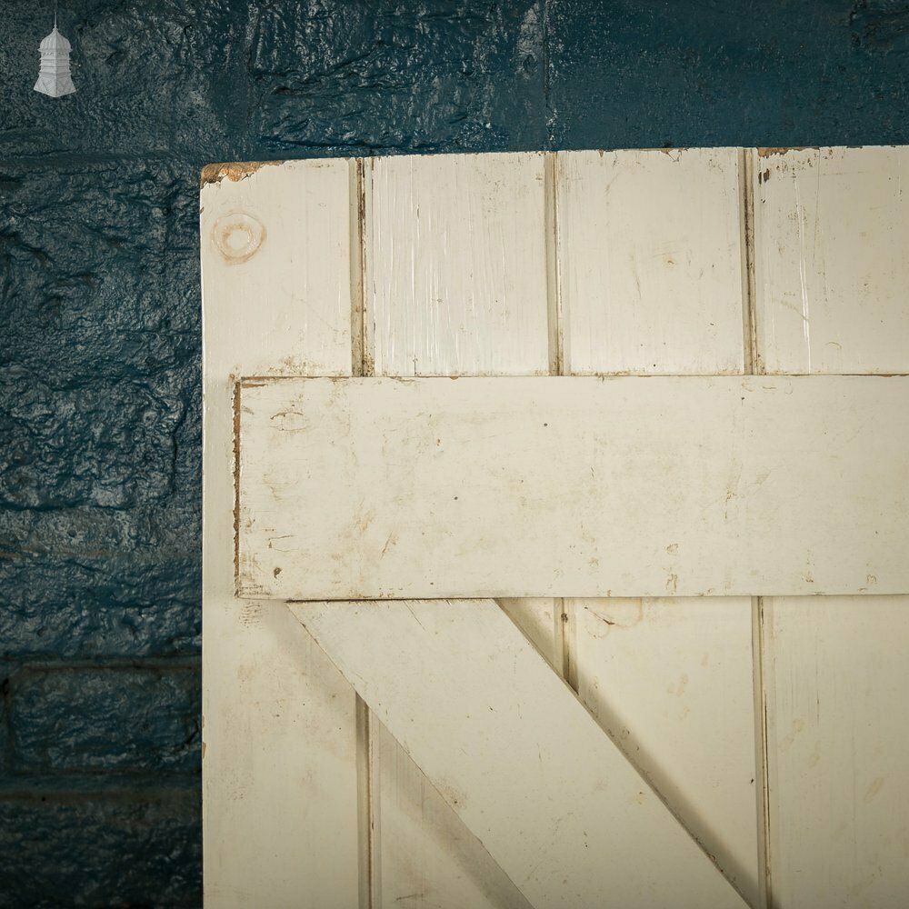 Plank Ledged And Braced Door, White Painted Tongue And Groove Cupboard Door photo vintage