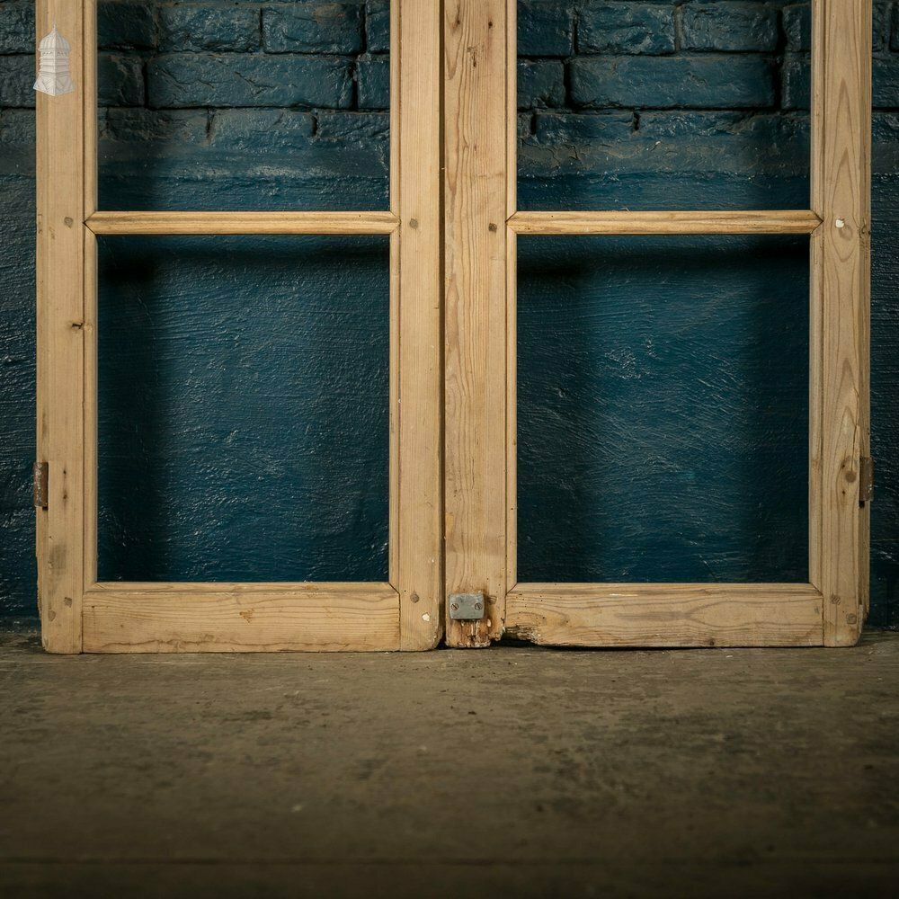 Victorian Window Shutters, With Horizontal Glazing Bars, Pine Pair photo vintage