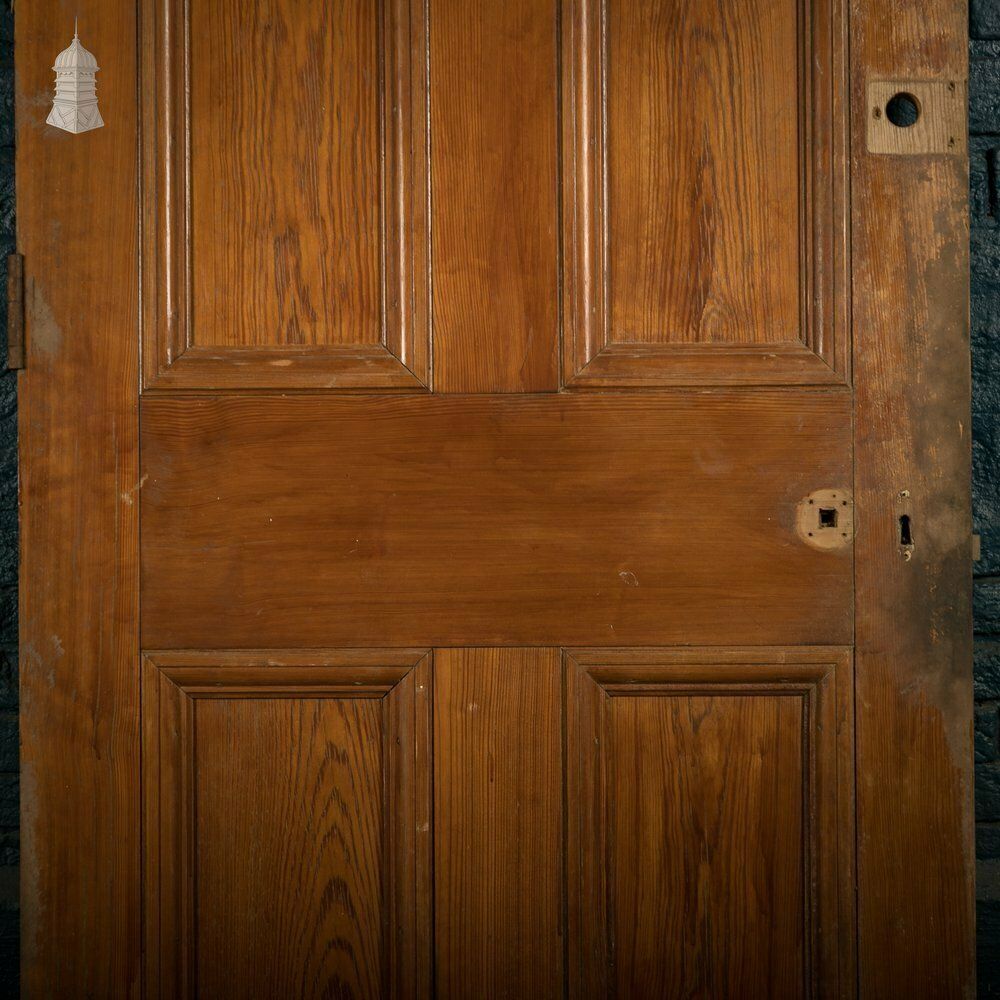 photo furniture Glazed Pine Door, Pitch Pine, 6 Panels, 2 With Wired Glass