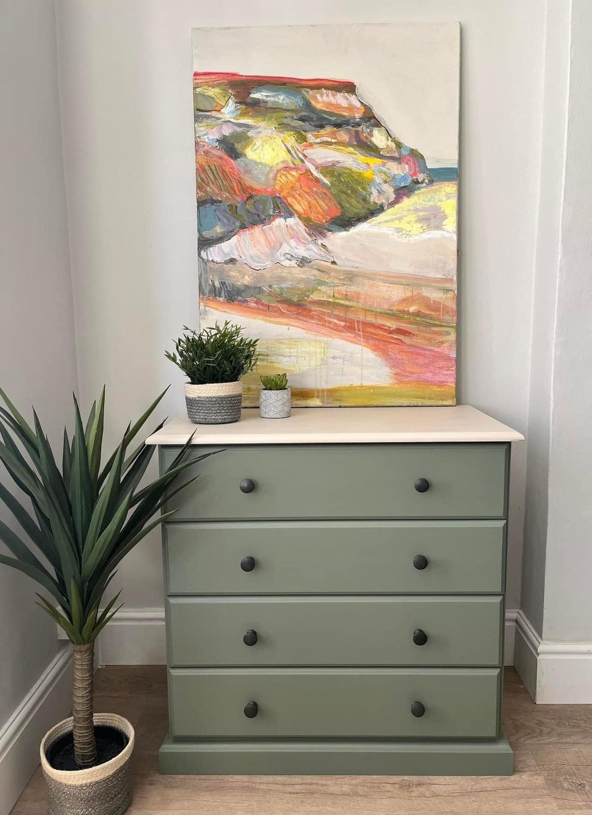Solid Wood Painted Chest Of Drawers