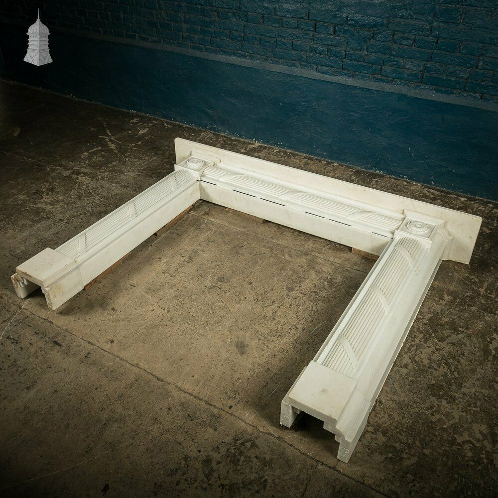 White Marble Fireplace Of Roman Ornate Design photo for sale