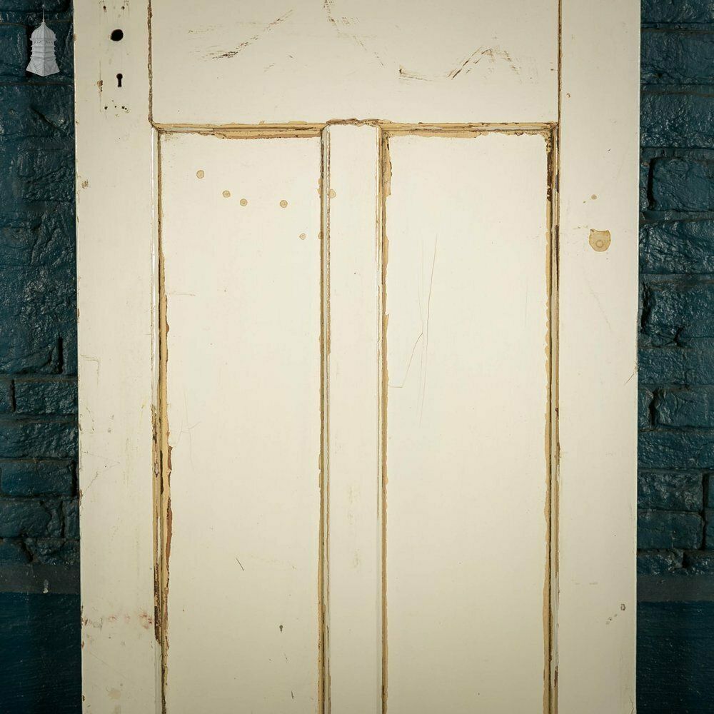 Pine Panelled Door, 3 Panel White Painted photo for sale