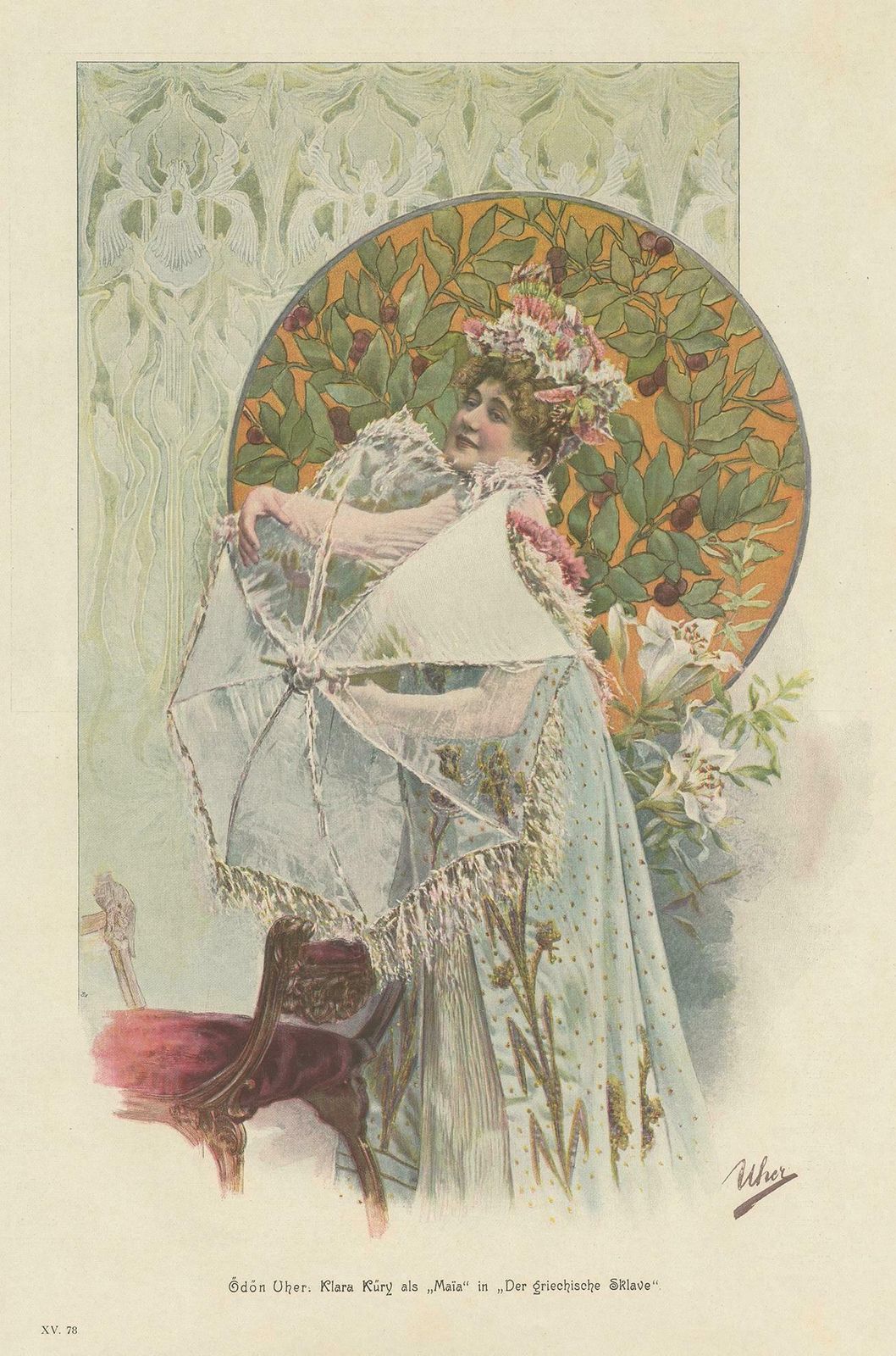 Antique Print Of A Stage Actress, Circa 1900 photo for sale