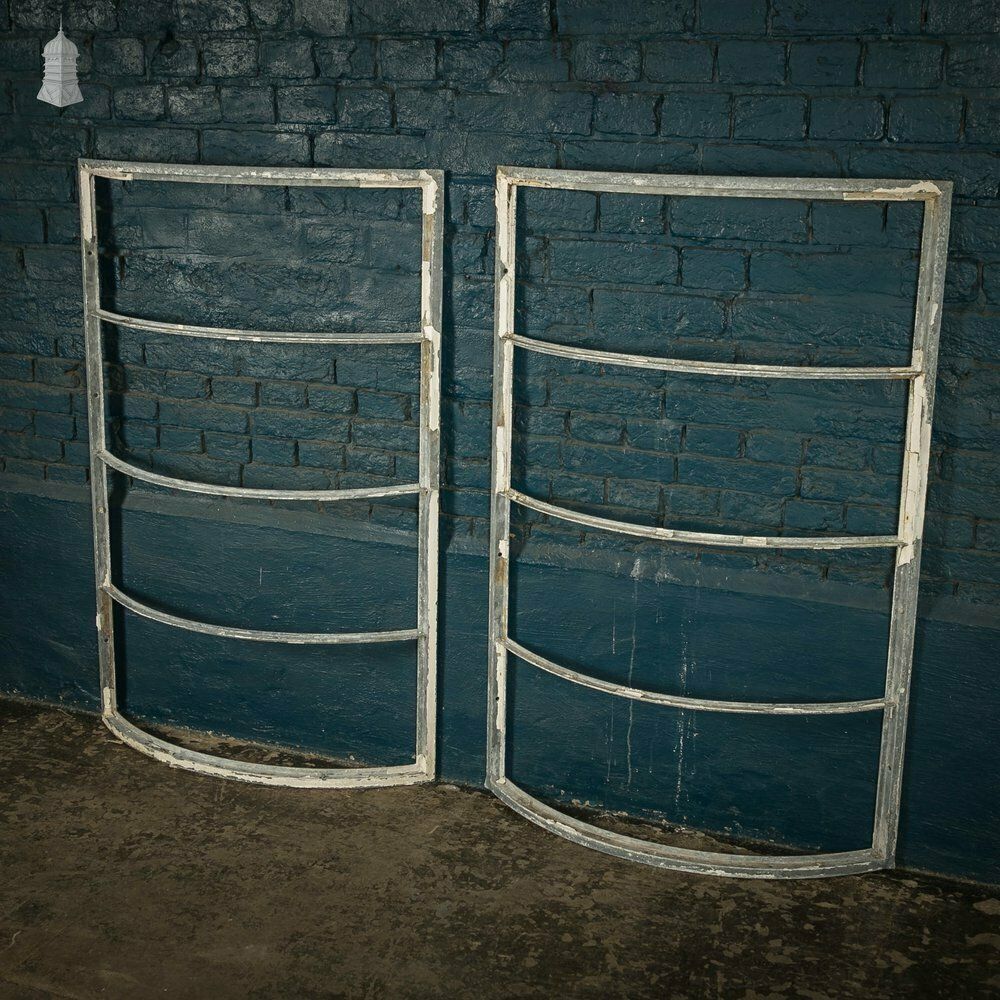 Curved Aluminium Window Frames, Pair Of Metal Windows photo for sale