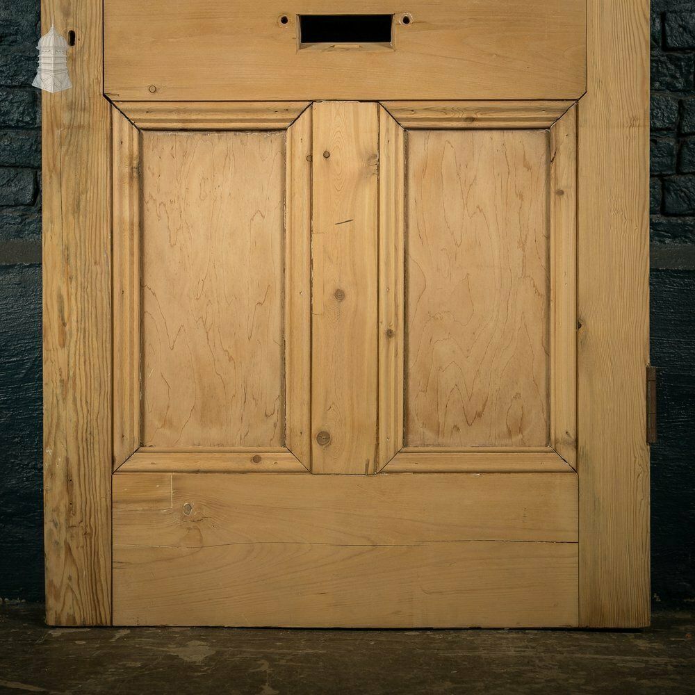 Glazed Pine Door, 4 Panels, 2 With Textured Glazing photo vintage