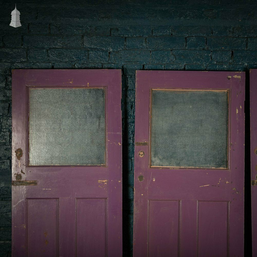Home Fixtures Half Glazed Doors Batch Of 4 Purple Painted Doors Fitted With  Cathedral Style  Textured Glass photo