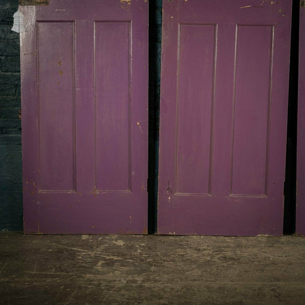720.0 Half Glazed Doors Batch Of 4 Purple Painted Doors Fitted With  Cathedral Style  Textured Glass photo