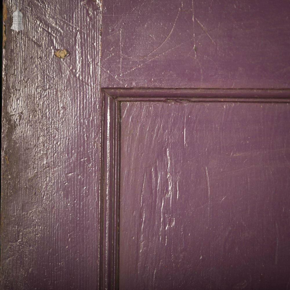 photo vintage Half Glazed Doors Batch Of 4 Purple Painted Doors Fitted With  Cathedral Style  Textured Glass