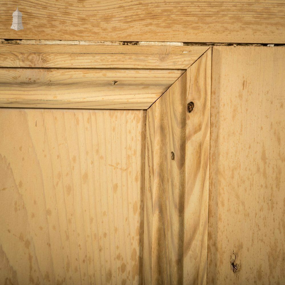 photo vintage Glazed Pine Door, Moulded Panelled Door With Glazed Top Panel