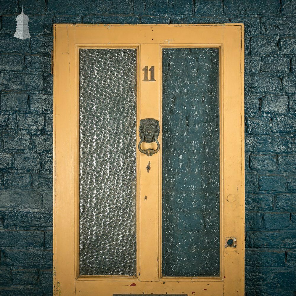 Glazed Paneled Door, With Door Hardware And Textured Glass photo for sale