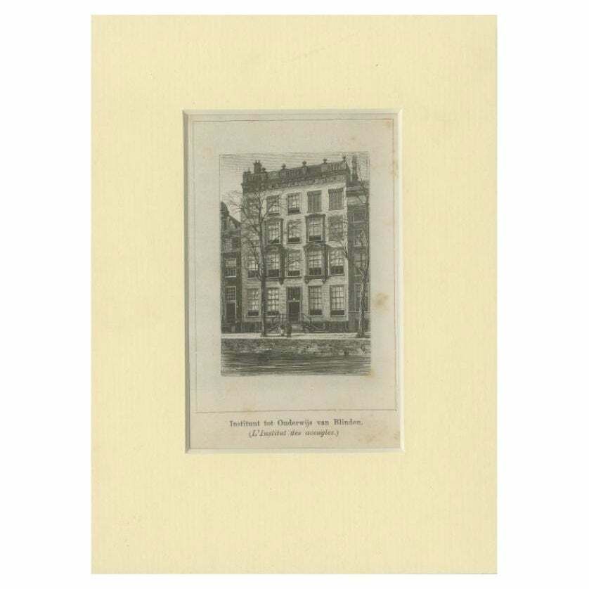 Antique Print Of The Institute For The Blind In Amsterdam, C.1900